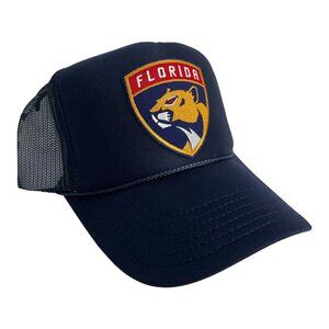 NEW VINTAGE FLORIDA PANTHERS NAVY BLUE TRUCKER HAT CAP ADULT SIZE TRENDY